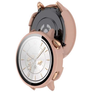 Etui ze szkłem do zegarka Bizon Case+Glass Watch do OnePlus Watch 3 43 mm, różowe