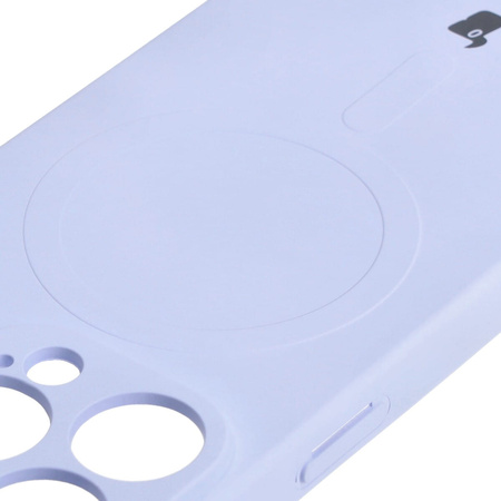 Etui silikonowe z pierścieniem magnetycznym Bizon Case Silicone Magnetic do iPhone 15 Pro, jasnofioletowe