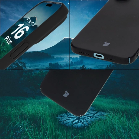 Etui Bizon Case Łupka do iPhone 16 Plus, czarne