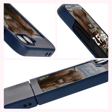 Pancerne etui Bizon Case Tur do Galaxy Z Flip7 FE / Z Flip6, granatowe