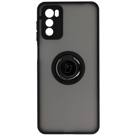 Etui z uchwytem na palec Bizon Case Hybrid Ring do Motorola Moto G42 , przydymione z czarną ramką