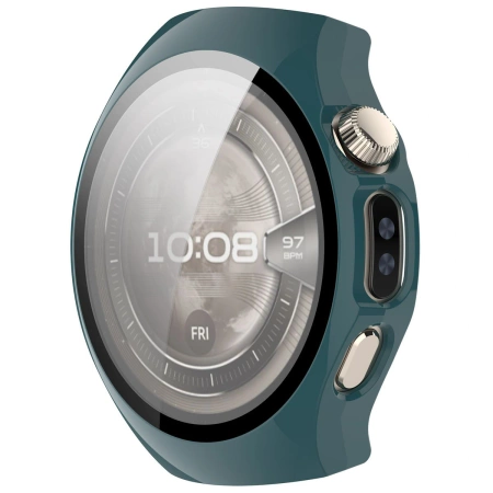 Etui ze szkłem do zegarka Bizon Case+Glass Watch do Huawei Watch 5 46 mm, zielone