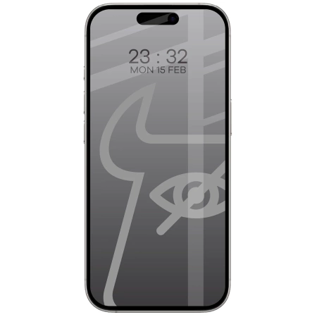 Prywatyzujące szkło hartowane Bizon Glass Edge Shadow Duo do iPhone 17 / 17 Pro / 16 Pro, przyciemniane z czarną ramką, 2 sztuki