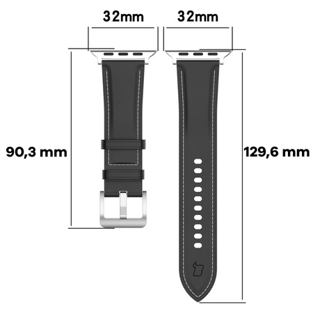Skórzany pasek Bizon Strap Watch Casual do Apple Watch 38/40/41/42 mm, czarny