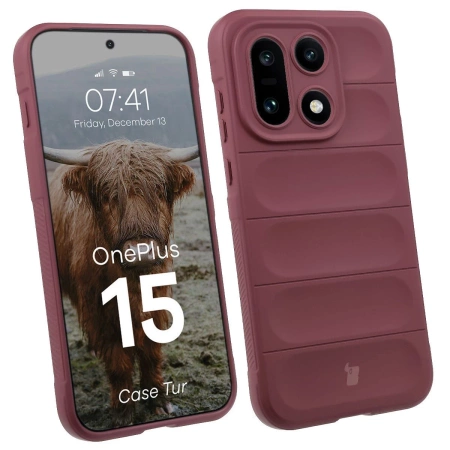 Pancerne etui Bizon Case Tur do OnePlus 15, burgundowe