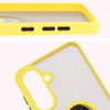 Etui z uchwytem na palec Bizon Case Hybrid Ring do Galaxy A56 5G, przydymione z żółtą ramką