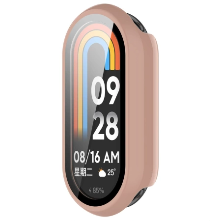 Etui ze szkłem do zegarka Bizon Case+Glass Watch do Xiaomi Smart Band 10, różowe