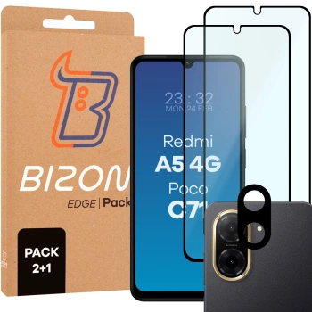 2x Szkło + szybka na aparat Bizon Edge 2 Pack do Xiaomi Redmi A5 4G / POCO C71 4G