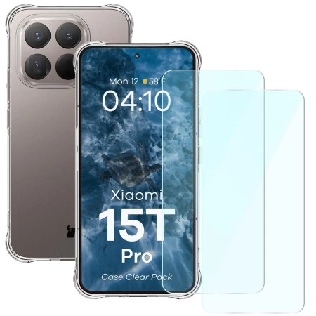 Elastyczne etui + 2x szkło hartowane Bizon Case Clear Pack do Xiaomi 15T Pro