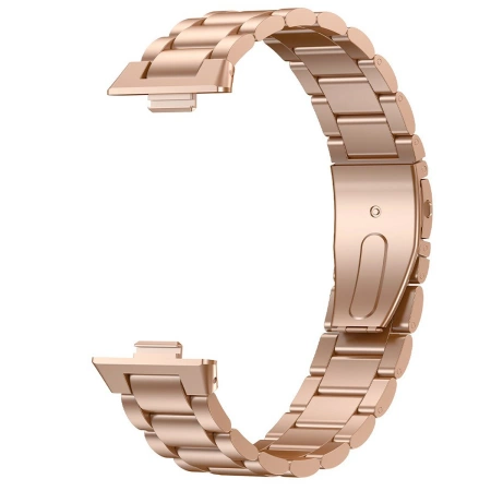 Pasek ze stali nierdzewnej Bizon Strap Watch Aura do Huawei Watch Fit 4 Pro/Fit 4/Fit 3, różowozłoty