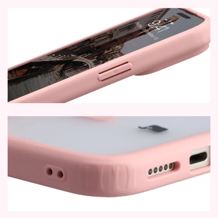 Etui z pierścieniem magnetycznym Bizon Case MatteO do iPhone 17 Pro Max, przydymione-jasnoróżowe