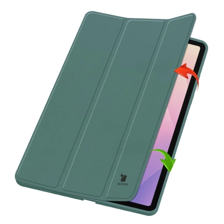 Etui z klapką Bizon Case Tab Lizard do Galaxy Tab S11, ciemnozielone