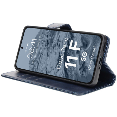 Etui z klapką Bizon Case Pocket do Oppo Reno11 F 5G, granatowe