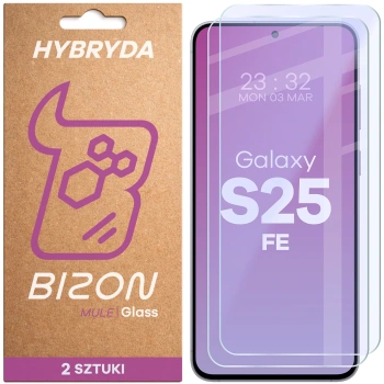 Elastyczne szkło hybrydowe Bizon Glass Mule Duo do Galaxy S25 FE, 2 sztuki