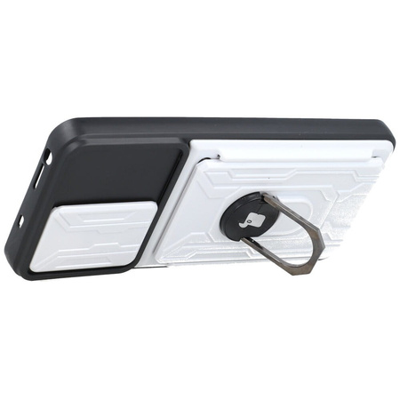Etui Bizon Case Camshield Card Slot Ring do Xiaomi Redmi Note 11/11S, białe