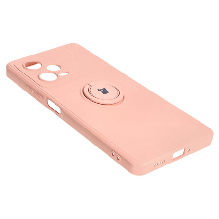 Etui Bizon Case Silicone Ring Sq do Xiaomi Redmi Note 12 Pro 5G, jasnoróżowe