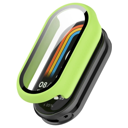 Etui ze szkłem do zegarka Bizon Case+Glass Watch do Xiaomi Smart Band 10, jasnozielone