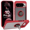 Etui z uchwytem na palec Bizon Case Hybrid Ring do Google Pixel 10 Pro XL, przydymione z czerwoną ramką