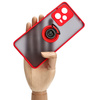 Etui z uchwytem na palec Bizon Case Hybrid Ring do Xiaomi Redmi Note 12 Pro 5G, przydymione z czerwoną ramką