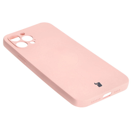 Etui silikonowe z pierścieniem magnetycznym Bizon Case Silicone Magnetic do iPhone 12 Pro Max, jasnoróżowe