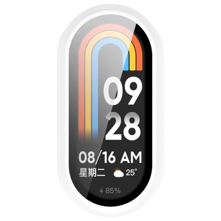 Etui ze szkłem do zegarka Bizon Case+Glass Watch do Xiaomi Smart Band 10, białe