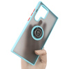 Etui z uchwytem na palec Bizon Case Hybrid Ring do Galaxy S22 Ultra, przydymione z jasnoniebieską ramką