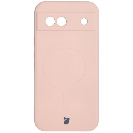 Silikonowe etui z pierścieniem magnetycznym Bizon Case Silicone Magnetic Sq do Google Pixel 8a, jasnoróżowe