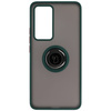 Etui z uchwytem na palec Bizon Case Hybrid Ring do Xiaomi 12T / 12T Pro, przydymione z ciemnozieloną ramką