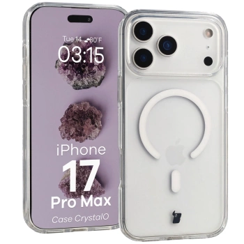 Etui z pierścieniem magnetycznym Bizon Case CrystalO do iPhone 17 Pro Max, przezroczyste