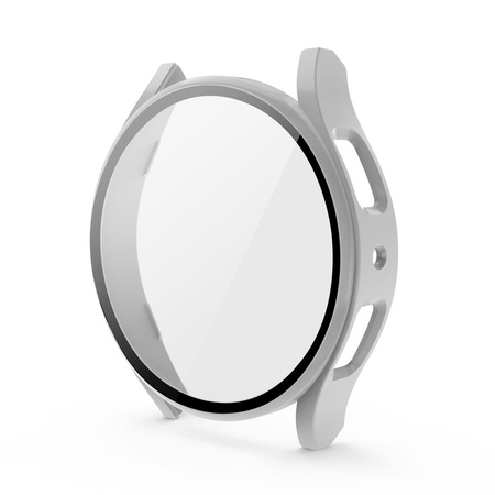 Etui Bizon Case+Glass do Galaxy Watch FE / 5 / 4 40mm, srebrne