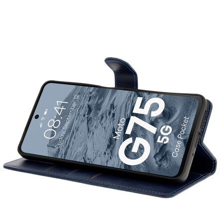 Etui z klapką Bizon Case Pocket do Motorola Moto G75 5G, granatowe