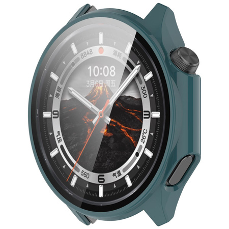 Etui ze szkłem do zegarka Bizon Case+Glass Watch do OnePlus Watch 3 / Oppo Watch X2, zielone