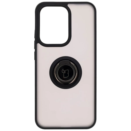 Etui z uchwytem na palec Bizon Case Hybrid Ring do Oppo Reno13, przydymione z czarną ramką
