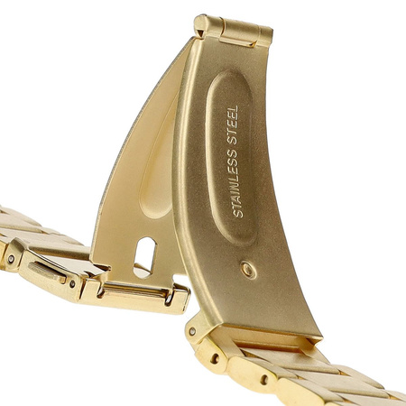 Pasek ze stali nierdzewnej do smartwatcha, Bizon Strap Watch Aura, Quick Release 22 mm, złoty