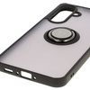 Etui z uchwytem na palec Bizon Case Hybrid Ring do Galaxy A56 5G, przydymione z czarną ramką