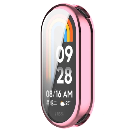 Etui z osłoną ekranu Bizon Case Watch Felipe do Xiaomi Smart Band 10, różowe