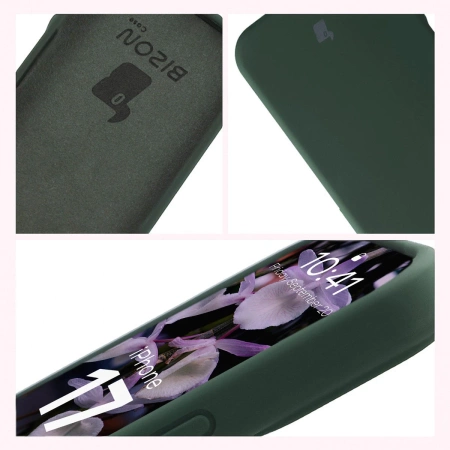 Silikonowe etui Bizon Soft Case do iPhone 17, ciemnozielone