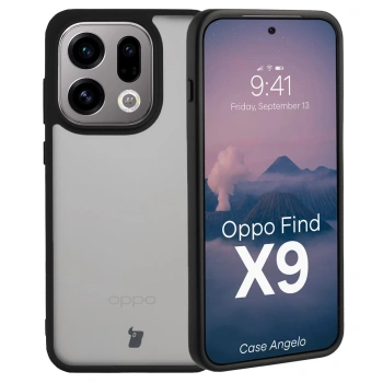 Etui Bizon Case Angelo do Oppo Find X9, przydymione z czarną ramką