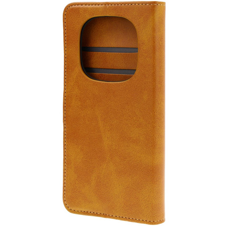 Etui z klapką Bizon Case Pocket do Xiaomi Redmi Note 14 Pro 5G / Poco X7, brązowe