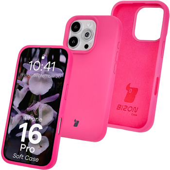 Silikonowe etui Bizon Soft Case do iPhone 16 Pro, fuksja