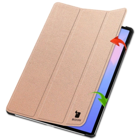 Etui z klapką Bizon Case Tab Croc do Galaxy Tab S10 FE Plus, różowozłote