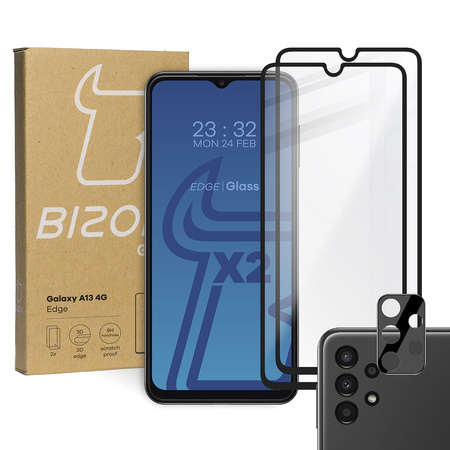 Szkło hartowane Bizon Glass Edge - 2 sztuki + ochrona na obiektyw, Galaxy A13 4G