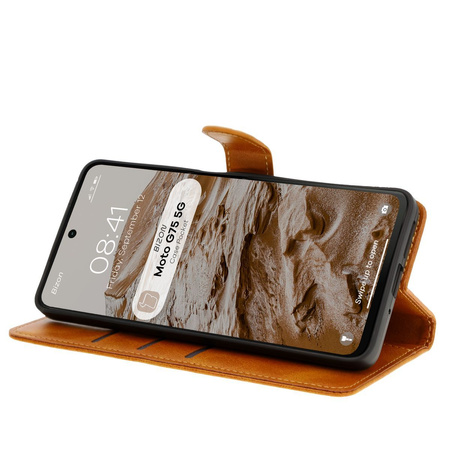 Etui z klapką Bizon Case Pocket do Motorola Moto G75 5G, brązowe