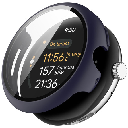 Etui ze szkłem do zegarka Bizon Case+Glass Watch do Google Pixel Watch 3 45mm, niebieskie