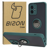 Etui z uchwytem na palec Bizon Case Hybrid Ring do Motorola Moto G54 5G/G54 Power, przydymione z ciemnozieloną ramką