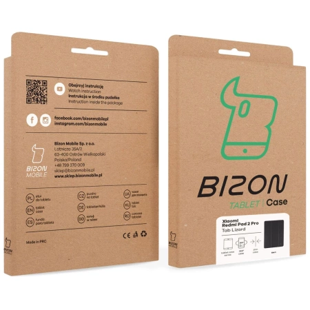 Etui z klapką Bizon Case Tab Lizard do Xiaomi Redmi Pad 2 Pro, czarne