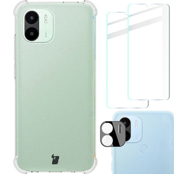 Etui + 2x szkło + obiektyw Bizon Case Clear Pack do Xiaomi Redmi A1, przezroczyste