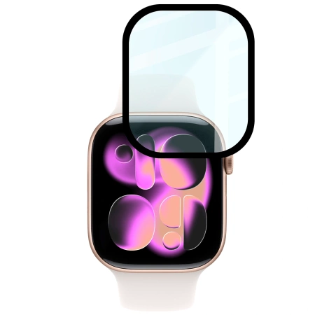 Szkło hybrydowe Bizon Glass Watch Edge Hybrid dla Apple Watch 11 / 10 (46 mm), czarne