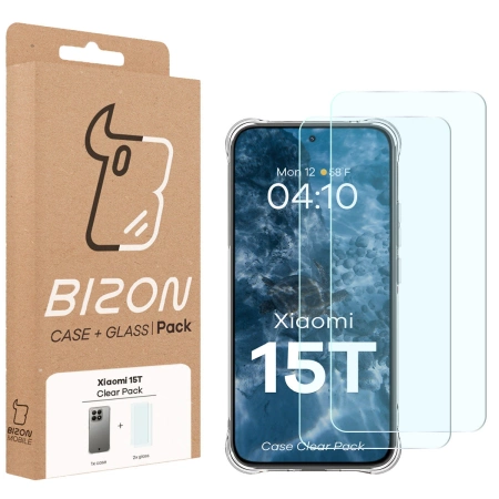 Elastyczne etui + 2x szkło hartowane Bizon Case Clear Pack do Xiaomi 15T