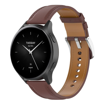 Pasek skórzany do smartwatcha, Bizon Strap Watch Casual, Quick Release 22 mm, ciemnobrązowy